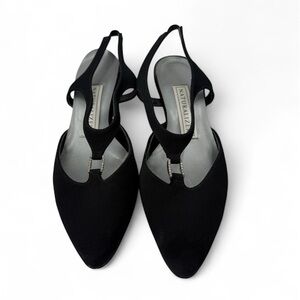 Naturalizer Black Rhinestone Slingback Kitten Heel Pumps Size 6 Dress Shoes